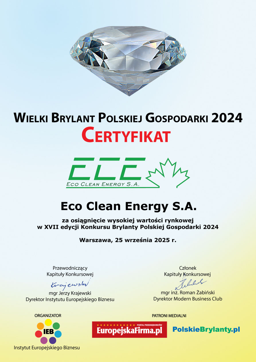 Certyfikat WIELKI BRYLANT POLSKIEJ GOSPODARKI